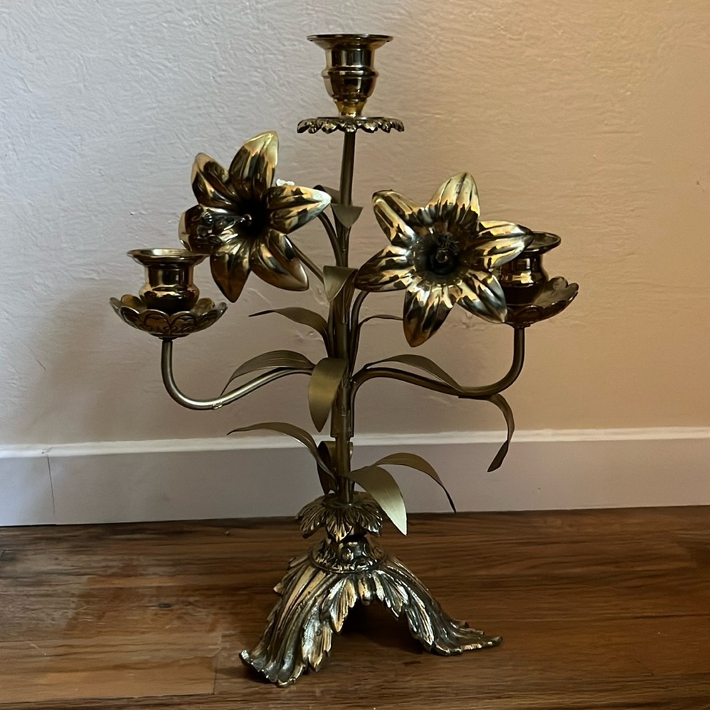 French floral antique church candelabra